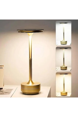 River World Dekoratif Modern 3 Renk Işık Modlu Dokunmatik Gold Eskitme Kasalı Masa Lambası Çok Renkli