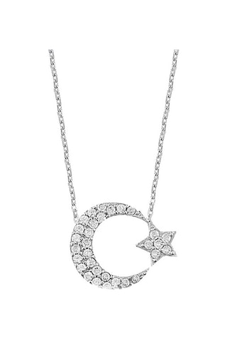 Chavin Komple Taşlı Ayyıldız Gümüş Kadın Kolye Dd99