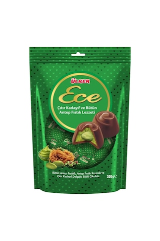 Ülker Ece İkramlık Çıtır Kadayıf Ve Bütün Antep Fıstıklı Çikolata 300 Gr X 4 Adet
