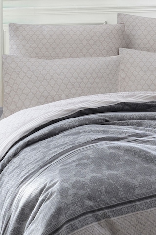 Enlora Home Baskılı Pike Takımı Çift Kişilik Creative Gri