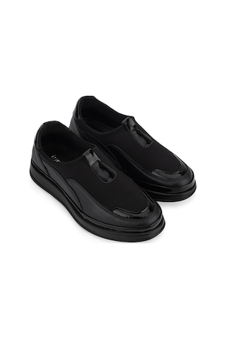 Tamer Tanca Kadın Deri & Tekstil Siyah Comfort Ayakkabı 1063 254-638 Bn Ayk Sk26-27 Sıyah Dr/strec/rgn