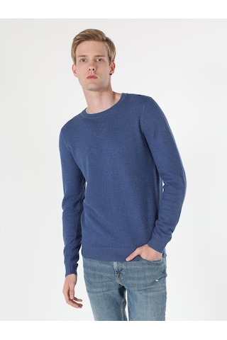 Colin's Regular Fit Bisiklet Yaka Normal Kesim Mavi Erkek Kazak CL1046786_Q1.V2_INN İndigo