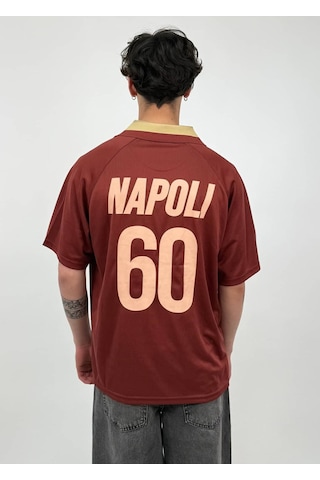 Zaee Napoli 60 Baskılı Oversize Forma Tişört Yanık Turuncu