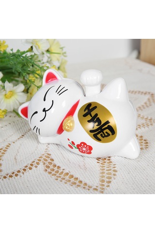 Fosenze Güneş Enerjili Uyku Kedi Figürü - Abs Malzeme, Enerji Tasarruflu, Kolları Sallayarak Servet Ve Şans Getirir - Araba, Ev, Ofis İçin Dekoratif Öğe