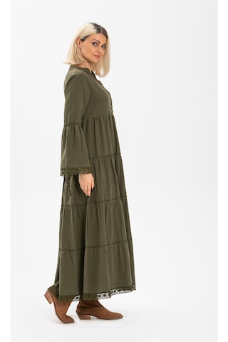 Uzun Kol Seçil Pazen Uzun Elbise Haki Hk