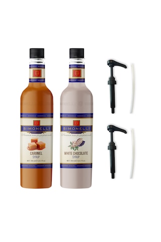 Simonelli Kahve Şurubu Karamel Aromalı + Beyaz Çikolata Aromalı 2 x 700 ML