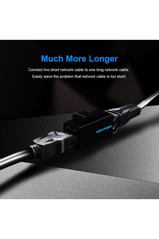 Skycity Ventıon Rj45 Ağ Kablosu Birleştirici, Cat5 Ağ Kablosunu Uzatmak İçin Altın Kaplı Pim Ve Abs Malzeme İle Dayanıklı, Siyah Vdd-b07-b