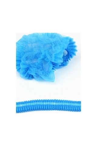 2000 Adet Cerrahi Mavi Tela Nonwoven Akordeon Bone 52 Cm Çift Lastikli Saç Bonesi Beyaz