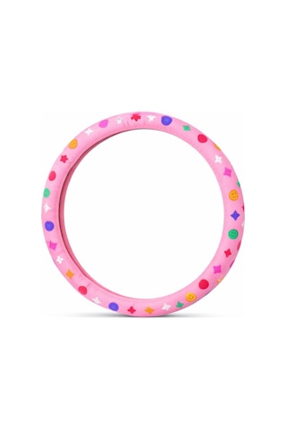 Logo Desenli Pembe Direksiyon Kılıfı -38 Cm - Spor Şık Tasarım Çok Renkli