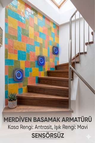 3 Adet Kare Sensörsüz Mavi Led Spot Merdiven Basamak Ve Koridor Armatürü Diğer