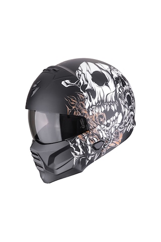 Scorpion Exo Combat 2 Genesis Modüler Motosiklet Kaskı Mat Siyah Beyaz Altın