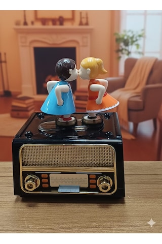 Öpüşen Sevgili Müzik Kutusu Radyo Görünümlü Sevgililer Günü Hediyesi -