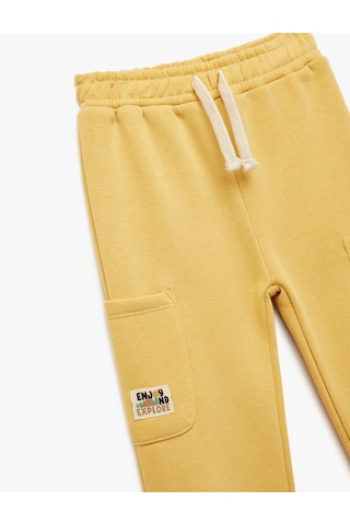 Koton Şardonlu Beli Lastikli Basic Jogger Eşofman Altı Hardal 6wmb40080tk