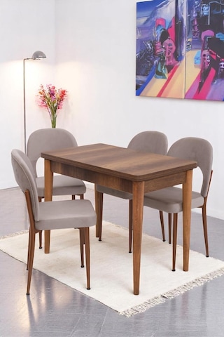 Damla Hilal Mdf Mutfak Masa Sandalye Takımı 60x100cm Ceviz