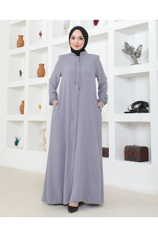 Nevayla Moda Salaş Kesim Aerobin Kumaş Ferace / Gri - F137