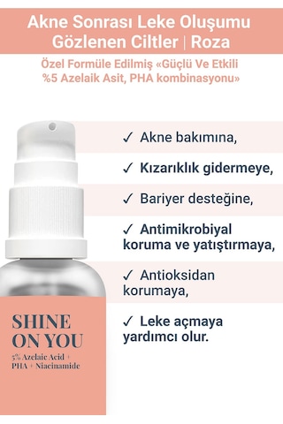 She Vec Shine On You Azelaik Asit Hassas Ciltler İçin Akne ve Leke Karşıtı Bariyer Koruyucu Krem 30 ML