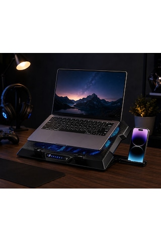 Monozone Z33 Işıklı Laptop Soğutucu 8 Fanlı 17inç Yükseklik Ayarlı Stand Sessiz Notebook Soğutucu