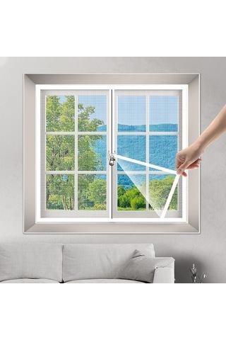 Fastbuy Sivrisinek Önleyici Fermuarlı Pratik Kullanım Kendinden Yapışkanlı Pencere Sineklik Beyaz 60x100cm