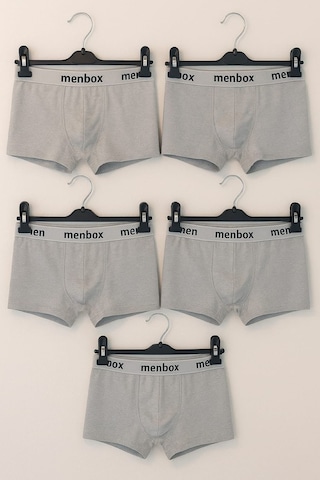 Enmodaiçgiyim 5'li Paket Gri Erkek Boxer Pamuklu Likralı, Rahat İç Giyim