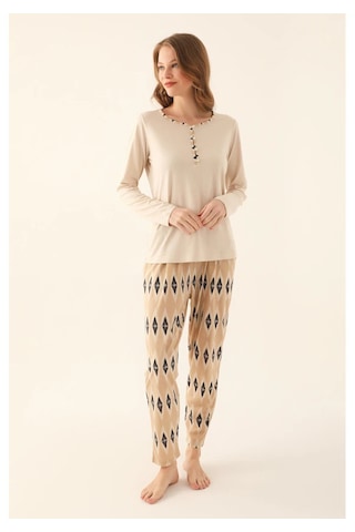 Pierre Cardin 8716 Kadın Pijama Takımı Bej V1 Bej