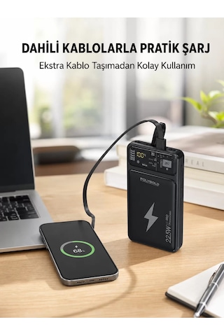 Powerbank 10000 Mah Dijital Göstergeli Taşınabilir Yeni Nesil Siyah
