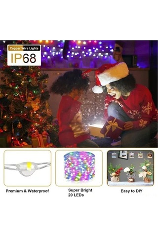 Pazly Ve Tasarımı, Sıcak Renk, Noel Mini Metre Led Koruma, Konforlu Işıkları, Ip42 Çiçek Çelenk Bakır Atmosfer Adet 40 2 Us