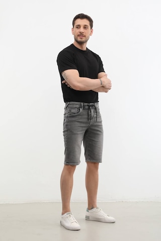 Banny Jeans Erkek Likralı Bağcıklı Jean Şort GRİ