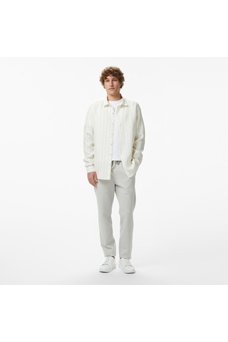 Nautica Erkek Krem Regular Fit Çizgili Gömlekçizgiliw65421t