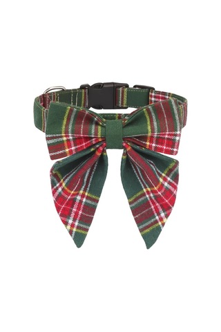 Elmpaly Yeşil Ekose Köpek Tasması: Dekoratif Papyon Ve Güvenli Toka İle Rahat