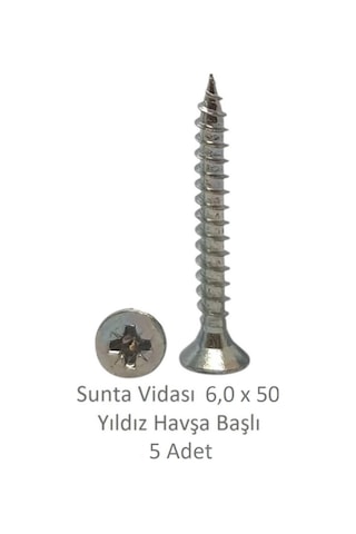 Sunta Vidası, 6,0 X 50 Mm, 5 Adet, Yhb Vida 6 x 50