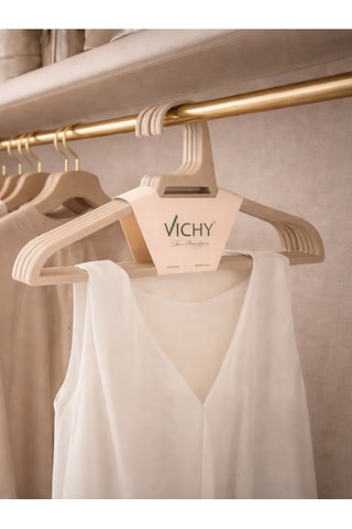 Vichy 5 Li Kaymaz Yüzeyli Askı 45 Cm Bej Renk Elbise & Ceket Askısı Vch-7025 Beyaz