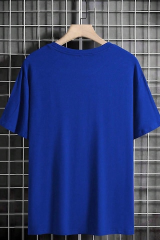 Erkek Ny Baskılı Oversize Tshirt Mavi