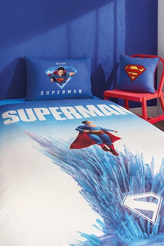 Özdilek Superman Genesis Tek Kişilik Lisanslı Lastikli Çarşaf Çocuk Nevresim Takımı Mavi