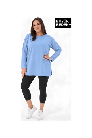 Süperlife Kadın Tunik Büyük Beden İnce Sweatshırt Spr26btk990 Blue