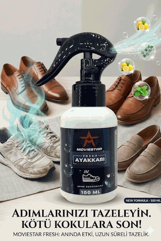 Qramed Moviestar Orthopedix Ayakkabı Deodorantı Koku Giderici Sprey 100 Ml Trigerli Çok Renkli