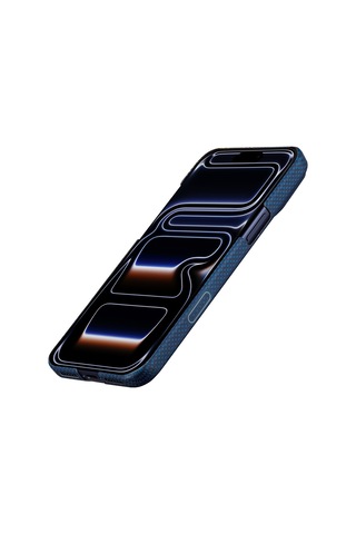 İphone 17 Pro Uyumlu Kılıf M-safe Şarjlı Aramid Fiber Pitaka Sakura Hours Serisi Kapak Lacivert