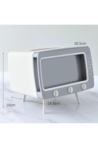 Neevoyu Ev İçin Tv Desenli Telefon Tutucu Ve Mendil Kutusu - Beyaz Polipropilen Materyal Beyaz