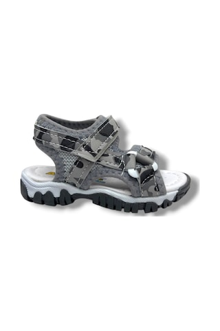 Arzen Bebe 226-26 Cırtlı Kamuflaj Desenli Anatomik Erkek Çocuk Sandalet 22-25 Gri