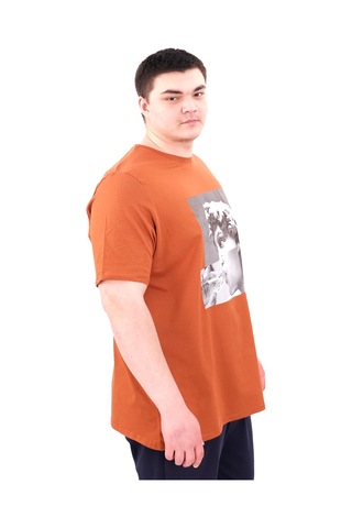 Mode Xl Büyük Beden Erkek T-shirt Bisiklet Yaka Statue U25027 Tarçın Kahverengi