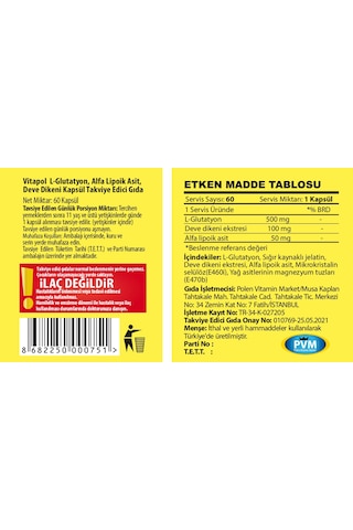 Vitapol L-Glutatyon Alfa Lipoik Asit Milk Thistle 60 Kapsül