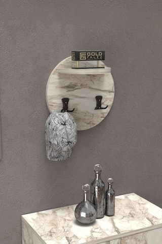 Duvar Askılığı Beyaz Mermer Desen Siyah