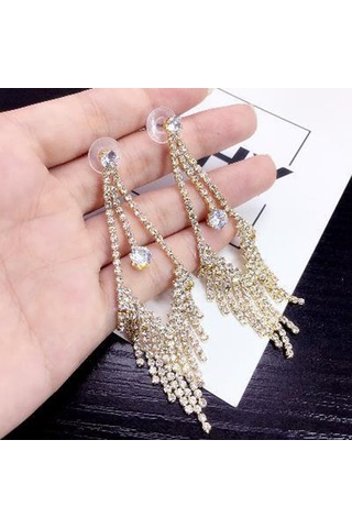 Rhınestones Sonra Küpeler Işıltılı Lüks Çok Yönlü Metal Küpe Hediyesi Karısı Anne Kız Arkadaşları İçin Hediye Silver