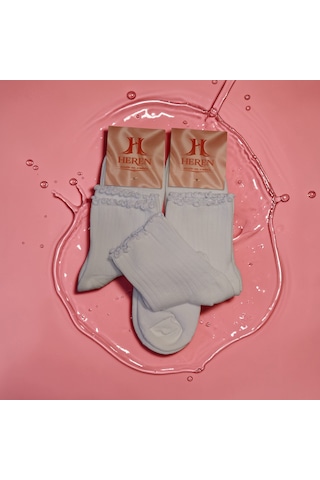 Heren Socks Heren Lastik Fırfırlı 3'lü Kadın Çorap , Fitilli Fırfırlı Kolej Boy Beyaz