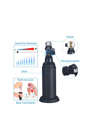 Xindoker Multifonksiyonel 1300 C Isıli Ocak Ve Mangal Alevli Torç, 35 Dakika Çalışma Süresi, Inox Uçlu, Siyah Renk