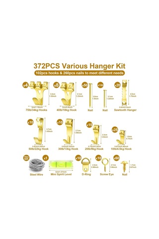 374 Adet Resim Asma Seti, Dekorasyon İç Mekan Dış Mekan Resim Askısı