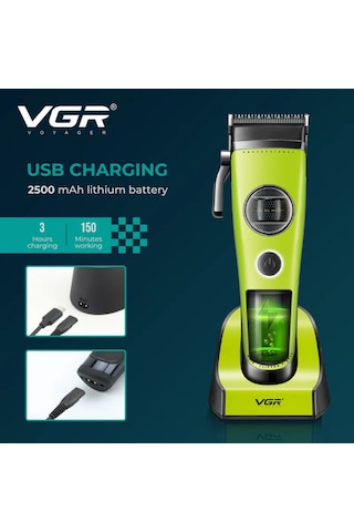 Vgr V-880c Profesyonel Bldc Motorlu Şarjlı Saç Kesme Makinesi - Seramik Bıçaklı, Standlı