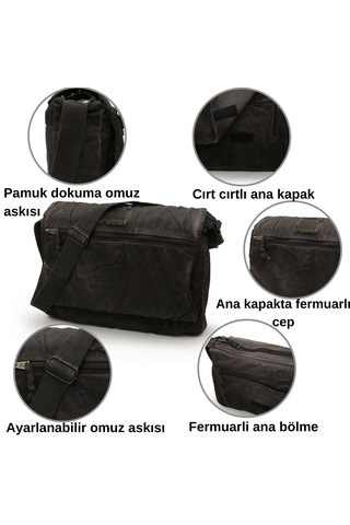 Dark Cotton 8128 Kanvas Omuz Postacı Kahve 15.6 İnç Laptop Çanta