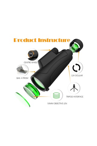 Yetişkinler İçin Telefon Tutucu Tripod İle Monoküler Teleskop, Hd Kompakt Monoküler