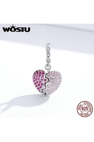Wostu 925 Ayar Gümüş Sadece Seni Seviyorum Kalp Dangle Charm Fit Orijinal Bilezik Dıy Takı Gümüş