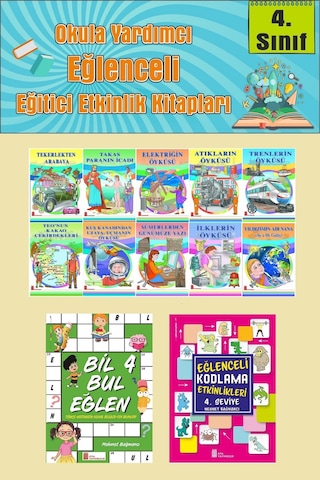 4.sınıflar İçin Okumayı Sevdiren 10 Lu Hikaye Seti -bil Bul Eğlen-kodlama 2 Okulda Evde Tatilde